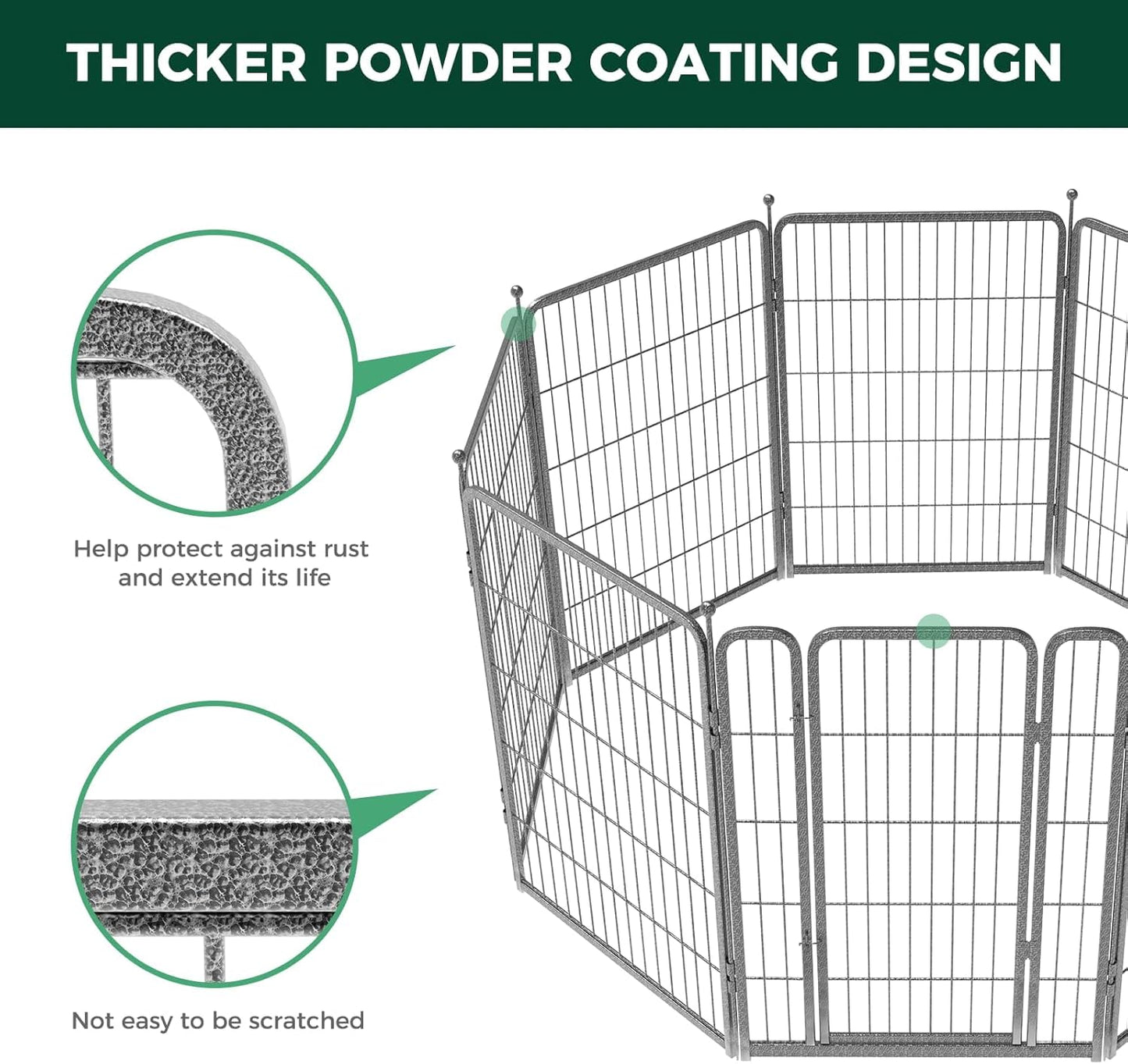 FXW Garden Fence Outdoor for The Yard – 40in(H) x 54.7ft(L) Heavy Duty Metal Animal Barrier for Dog and Rabbit, Decorative Dog Fence, 24 Panels, Silver