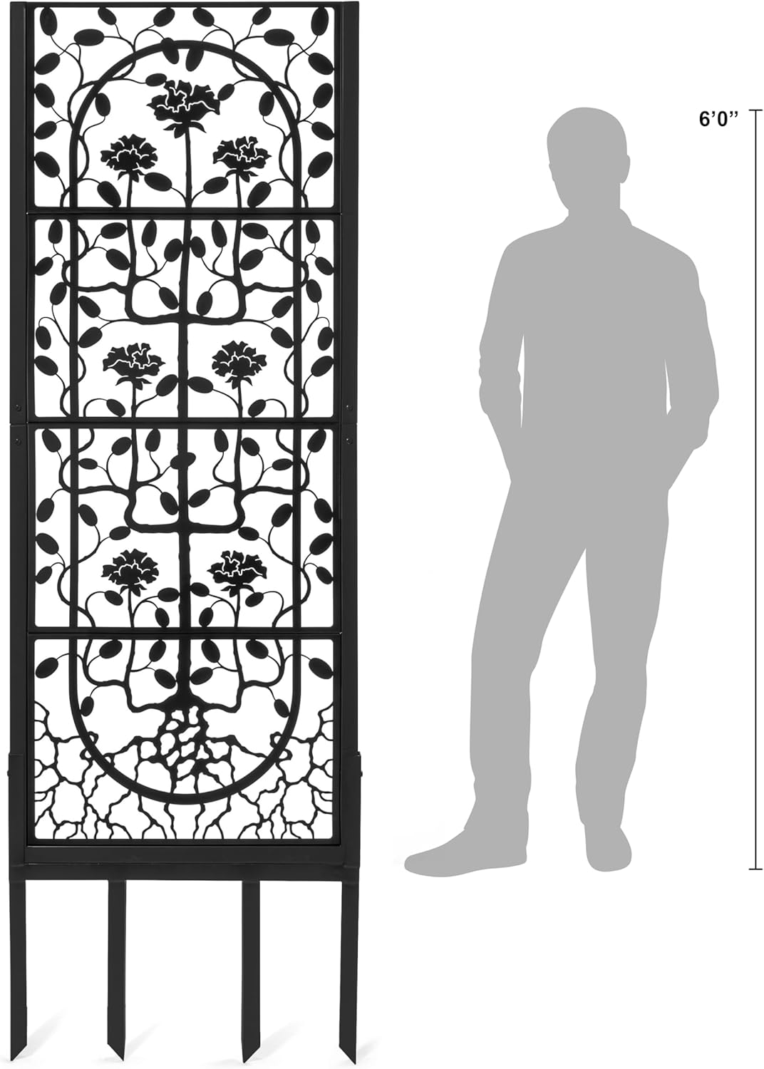 H Potter Trellis Privacy Screen (Trellis Screen Black w/Ground Spikes)