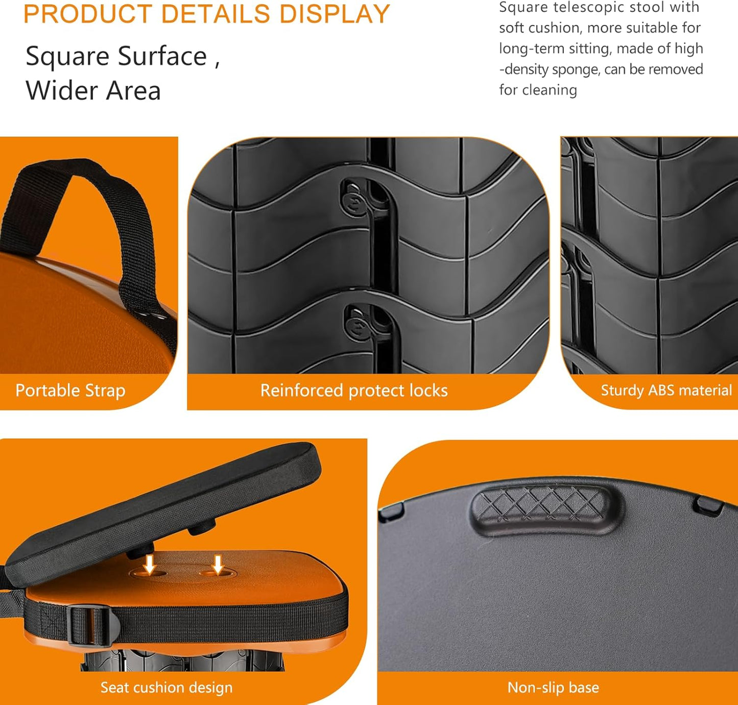 Foldable Camping Stool with Cushion, Portable Folding Stool with Nylon Bag, Collapsible Stool for Adults Portable, Max Load 550 LB