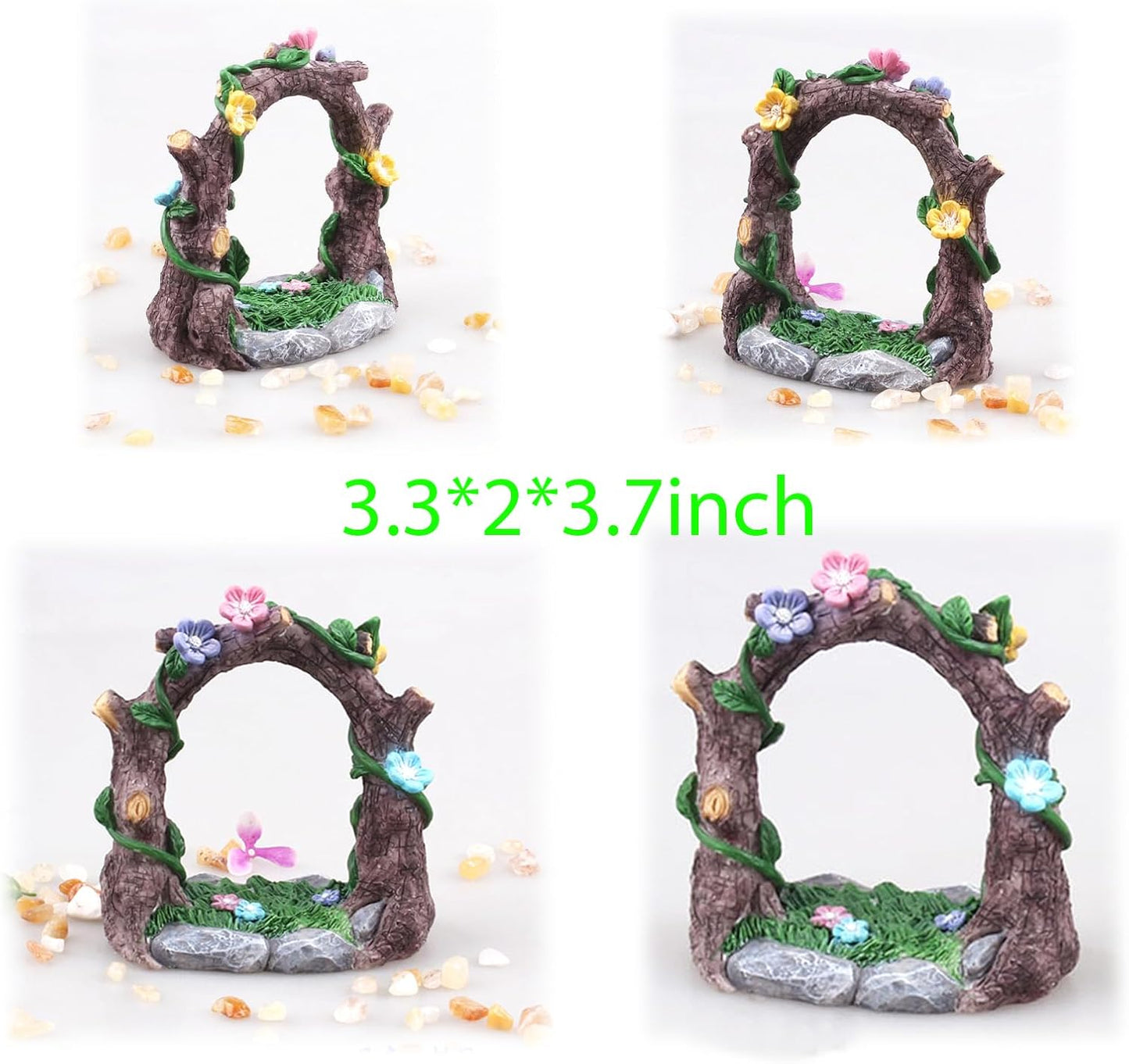 Kai Dream Miniature Fairy Garden Accessories Set, 2 Piece Resin Decorative Landscape Kit with Arch and Slide, Floral Garden Ornaments