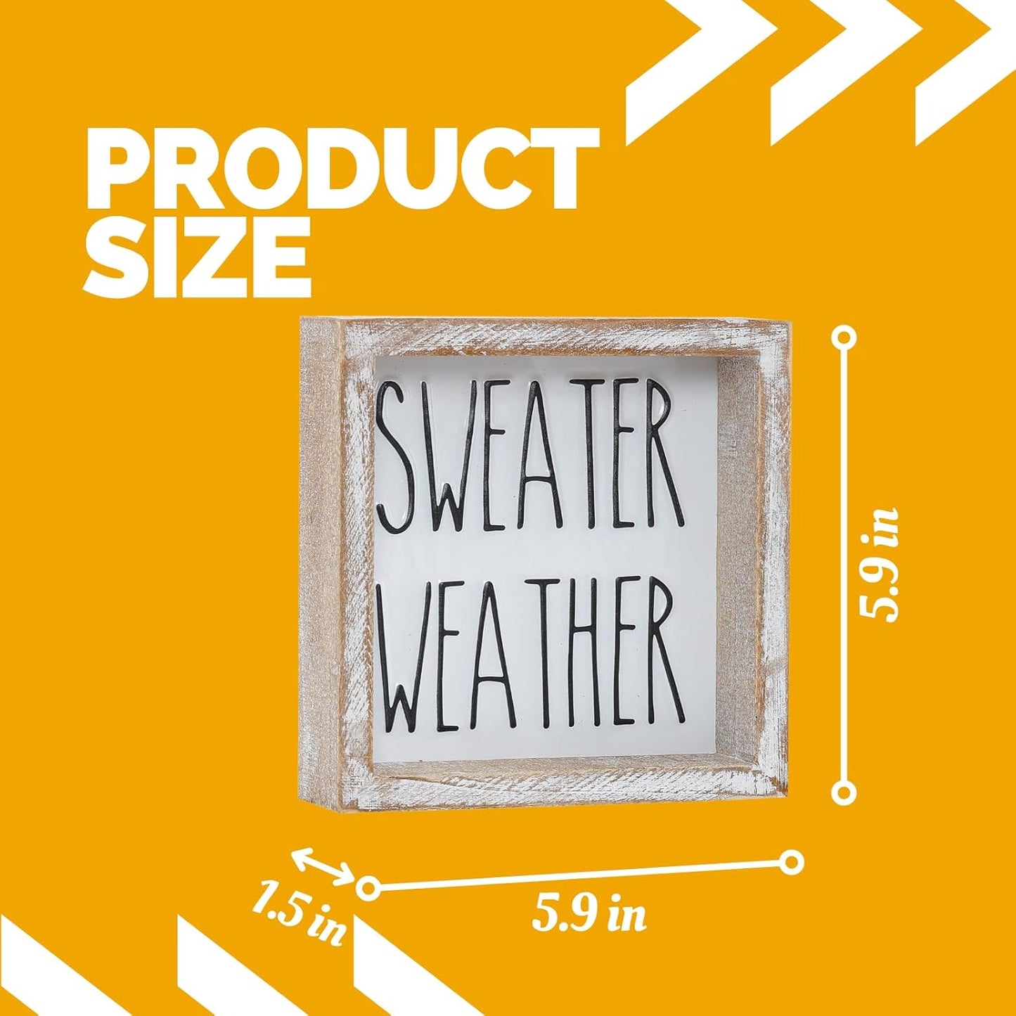 Embossed Sweater Weather Sign, Rustic Fall Decorations for Home, Fall Centerpieces for Table Cubicle Desk Mantel Fireplace, Autumn Tiered Tray Decor