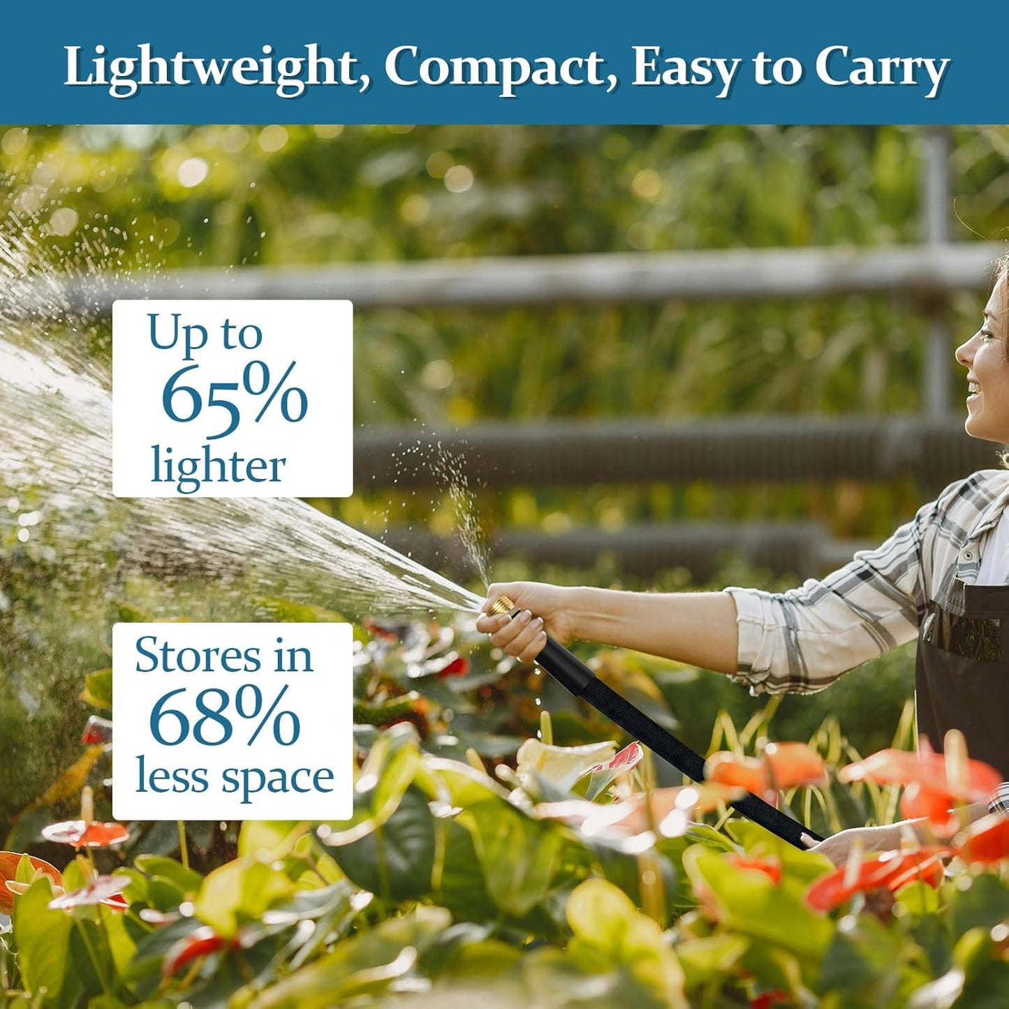 Garden Hose 25ft, Made of TPE(Not PVC), Ultra-Light & Flexible Water Hose with Solid Brass Fittings, Non-Shrinking, Easy to Storage, Drinking Water Safe Material, All-weather, Black, Newbox