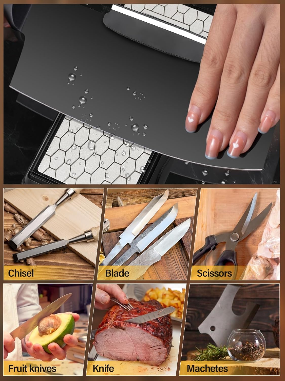 Diamond Sharpening Stones with Honing Guide, Kalolary Knife Sharpener Stone with Non-Slip Base for Chisels Planes Sharpening Stone Set Fine/Coarse Diamond Sharpening Plate with Angle Guide (600/1200)