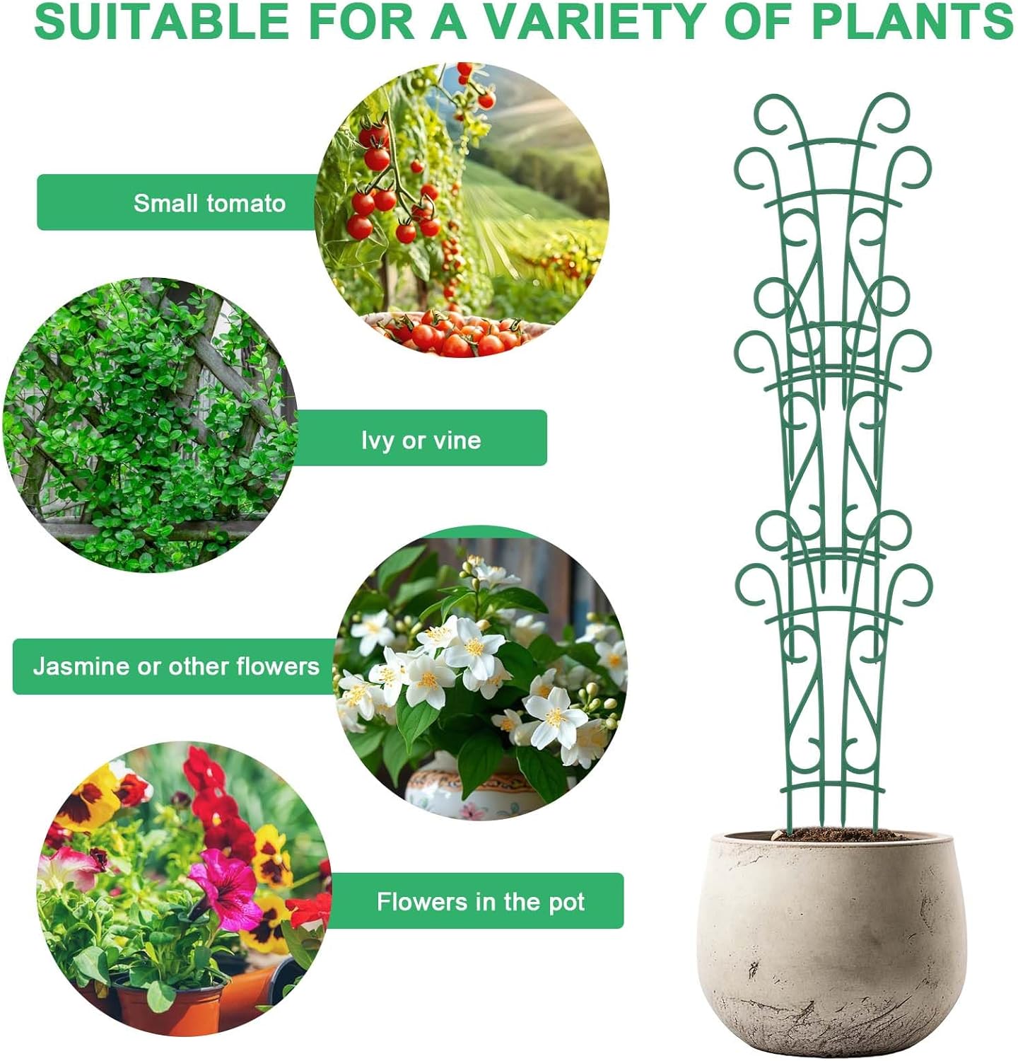 Plant Trellis for Potted Plants 12 Pack Stackable Indoor Outdoor Climbing Houseplant Support with Garden Wire for Pothos Hoya Ivy Flower