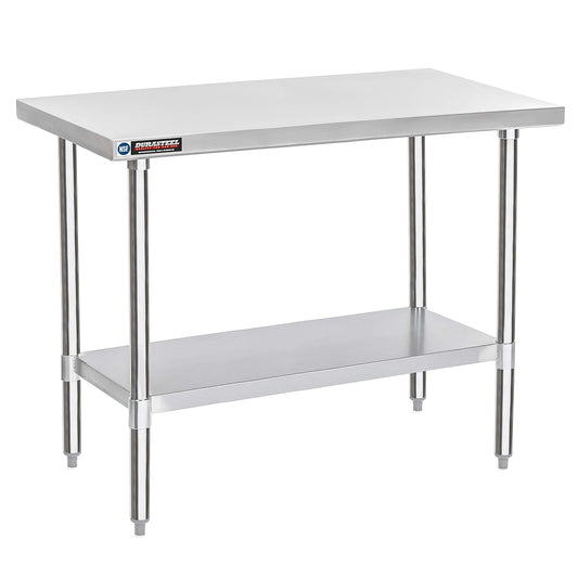 DuraSteel 24x48 Stainless Steel Work Table - NSF Commercial Prep Metal Table - Outdoor Pizza Oven Stand w/Under Shelf - Kitchen Island Laundry Utility Garage Microwave Stand Large Rolling Storage Cart