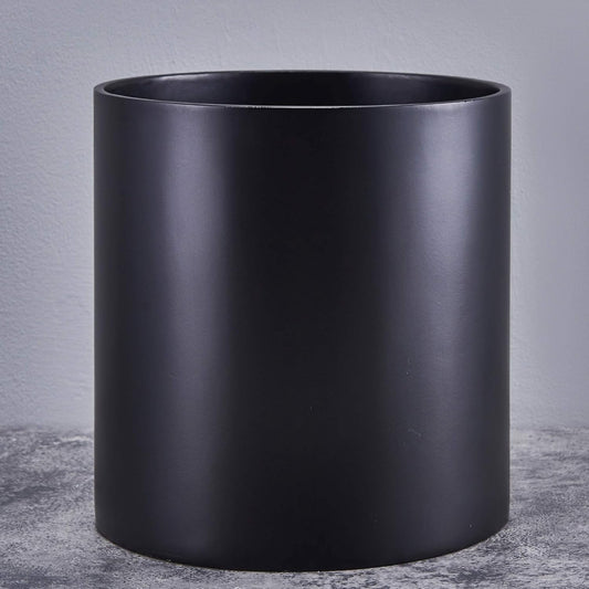 FaithLand Plant Pot 10 inch - Perfectly Fits Mid-Century Modern Plant Stand - Drainage Plug and Drainage Mesh Screen - Matte Black Planter