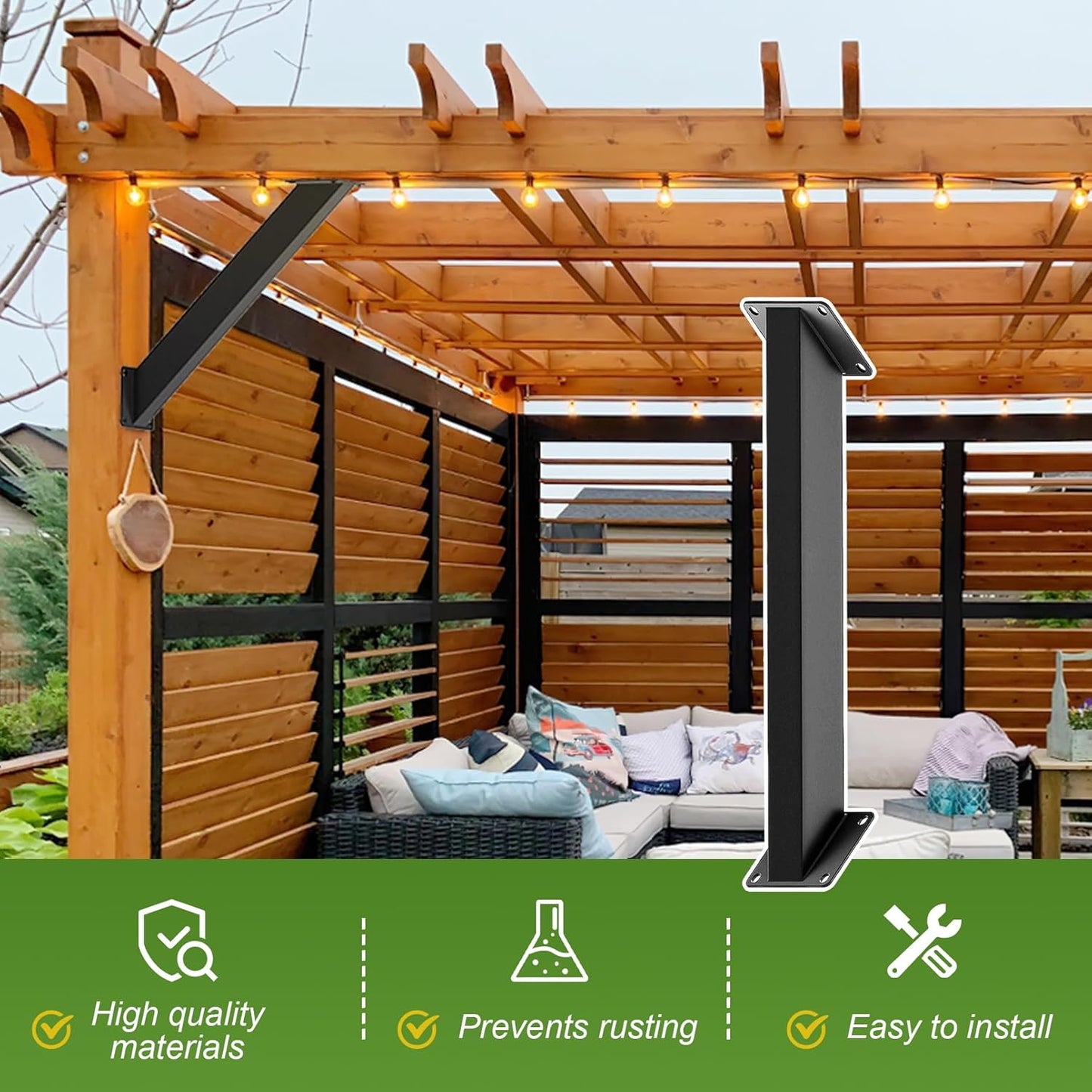 45 Degree Angle Support Brackets, 45° Heavy Duty Connector Brace Bracket Kit for Wooden Structures Support for Gazebos, Tree Houses, Cabins and Patios DIY Kit (4pcs)