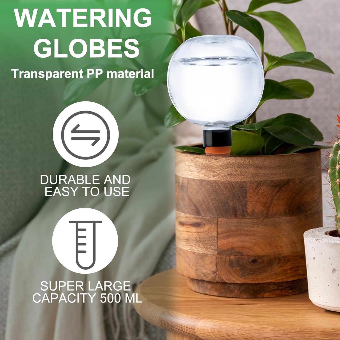 6 Pack Plant Watering Globes 17oz Self Watering Planter Insert Indoor/Outdoor Plant Watering Devices for Automatic Drip Irrigation