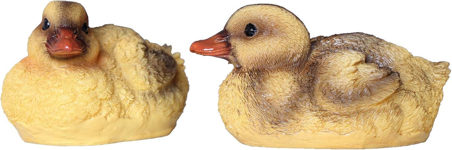 Floating Resin Duck Figurine Pond Décor Garden Lawn Patio Outdoor Statue Black Yellow (Set of 2)