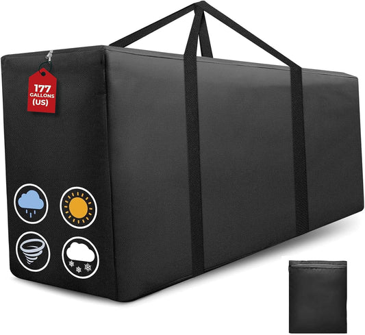 Extra Large Patio Outdoor Cushion Storage Bag Waterproof 68" L x 30" W x 20" H Outdoor Cushion Furniture Storage Bag with Handle and Protective Zipper (Black, 1 Pack)