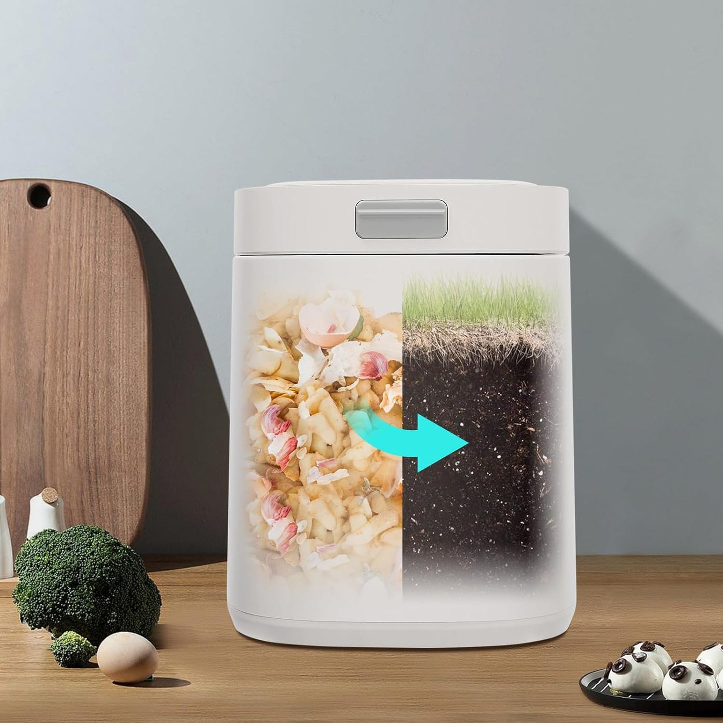 Electric Waste Kitchen Composter, 2.5L Foodcycler Eco-Friendly Electric Kitchen Compost,Three Working Modes Composting Machine for Apartment Countertop for Home (White)