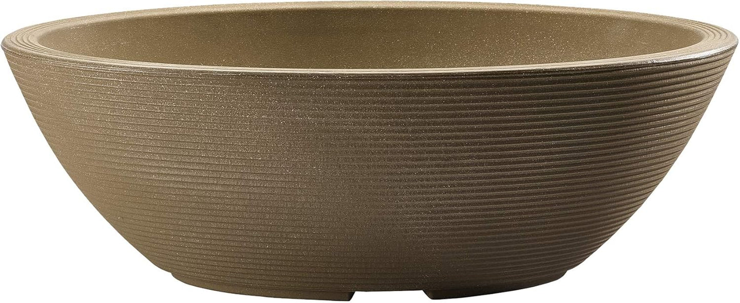 Crescent Garden Delano Oval Planter Bowl, Succulent Garden, Unique Indoor/Outdoor Double-Walled Plant Bowl with Plug- Oval Shape - 24" L x 17" W x 8" H (Mocha)