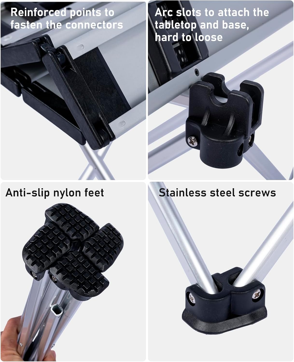 iClimb Ultralight Compact Camping Folding Table with Carry Bag (Black - L)