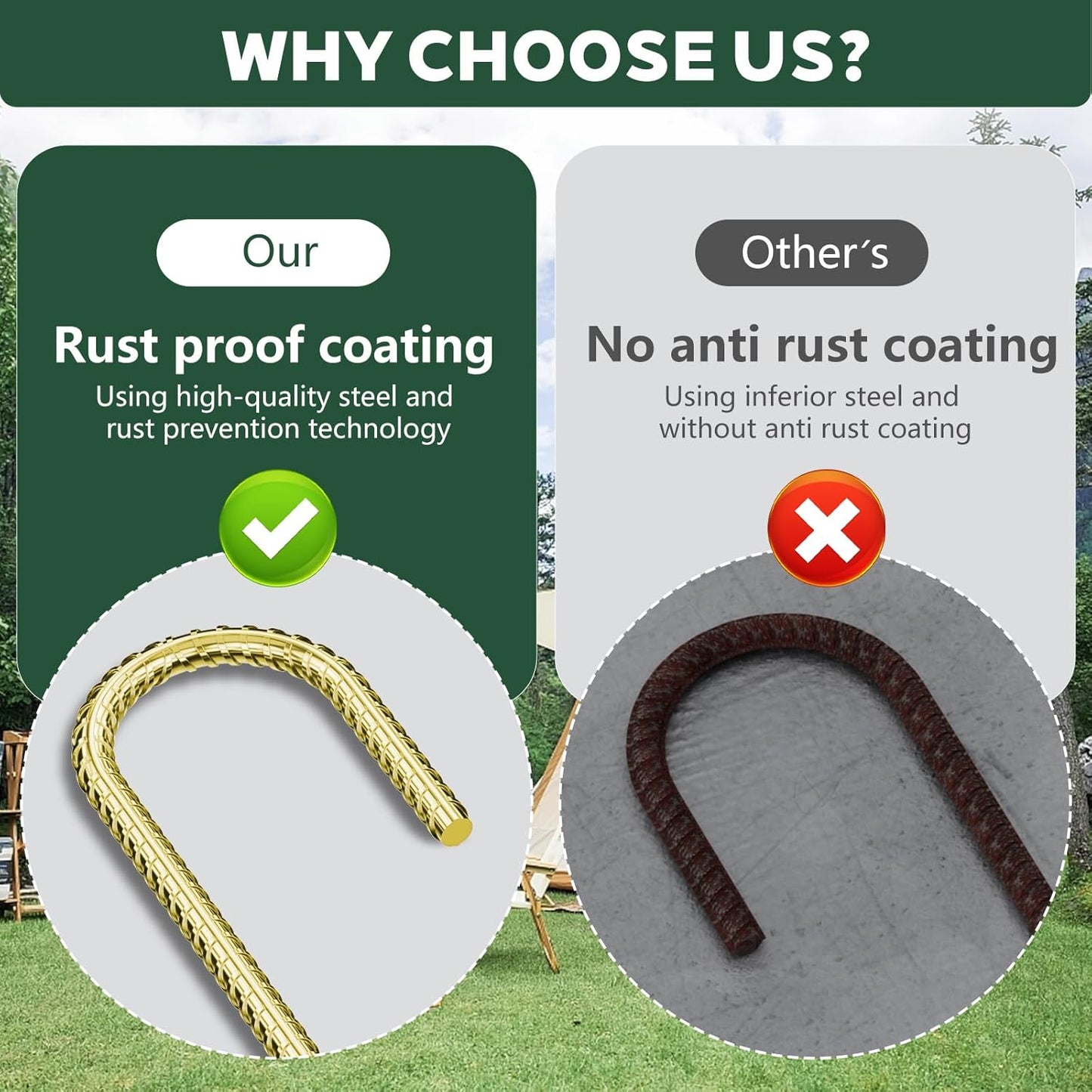 20 Pieces 12 Inch Long 1/4In Diameter Heavy Duty J Hooks,Heavy Duty Rebar Metal Fence Ground Garden Tent Stakes,Ground Spikes Anchors for Fencing,Outdoor Chicken Wire Trellis Stakes,Anti-Rust Golden