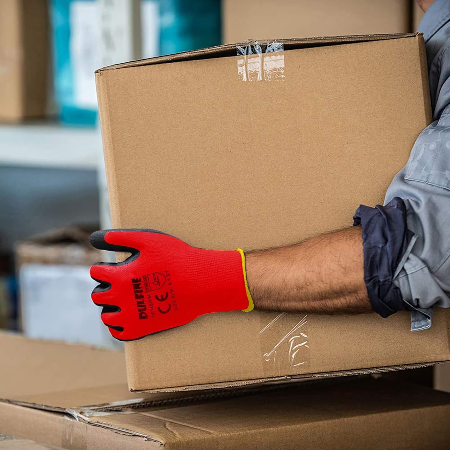 DULFINE Safety Work Gloves PU Coated-60 Pairs,Red Seamless Knit Glove with Polyurethane Coated Smooth Grip on Palm & Fingers, for Men and Women, Ideal for General Duty Work (Extra Large)