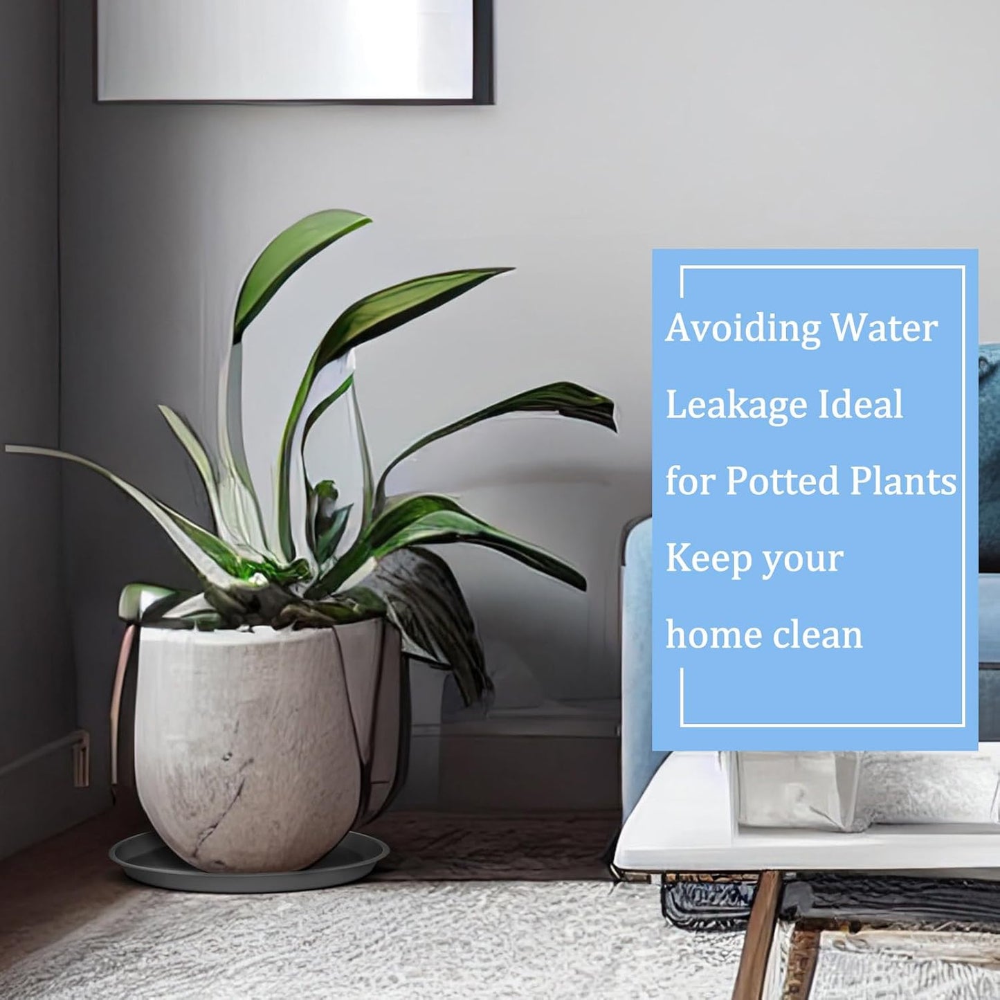 Eccliy 6 Pack Plastic Plant Saucer Heavy Duty Planter Saucers Large Plant Pot Saucers Plastic Water Trays for Indoors and Outdoors Flower Plant Plant Drip (Gray,18 Inch)