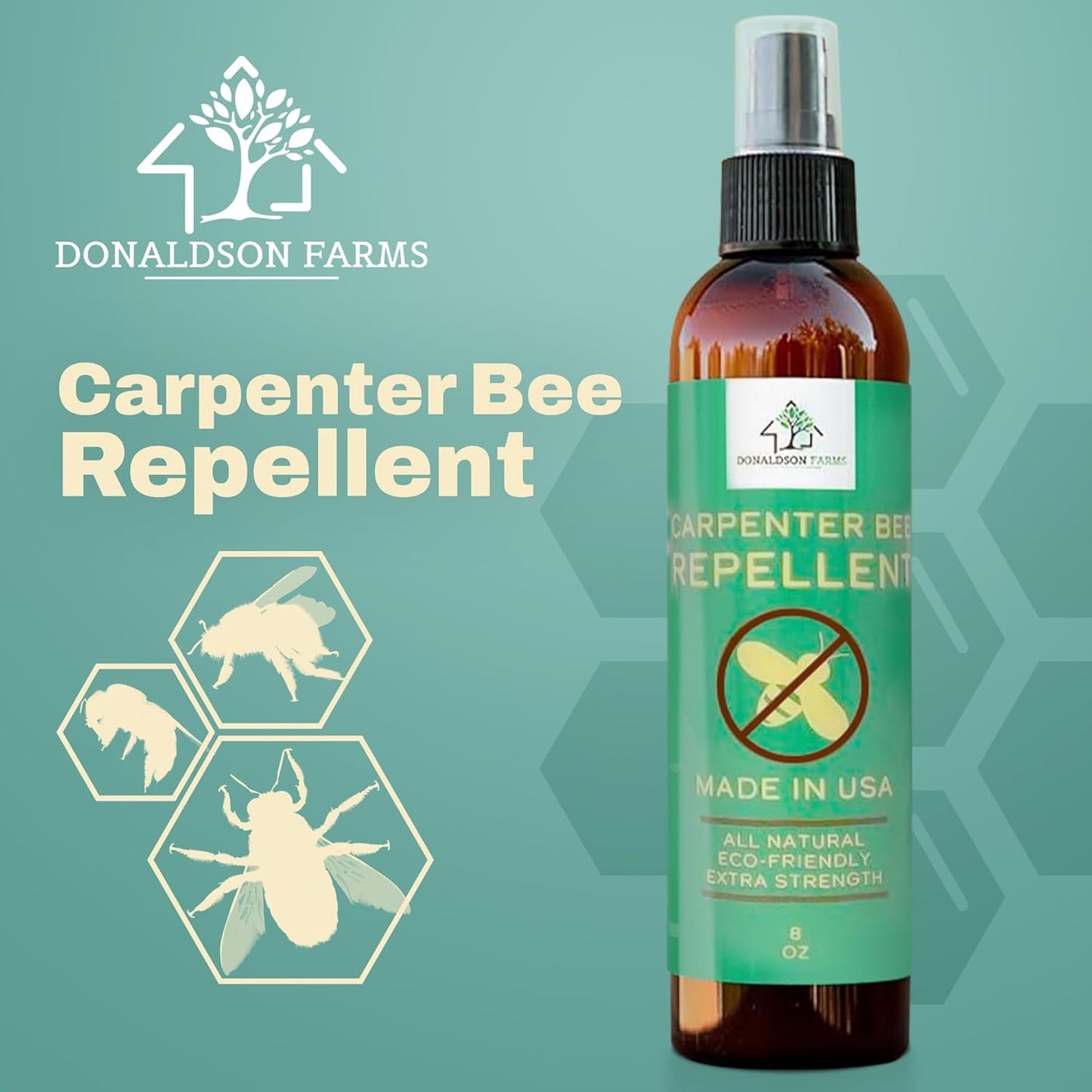 Carpenter Bee Repellent Spray – Organic Citrus Oil Spray for Outdoor Timber Structures and Furniture, 8oz