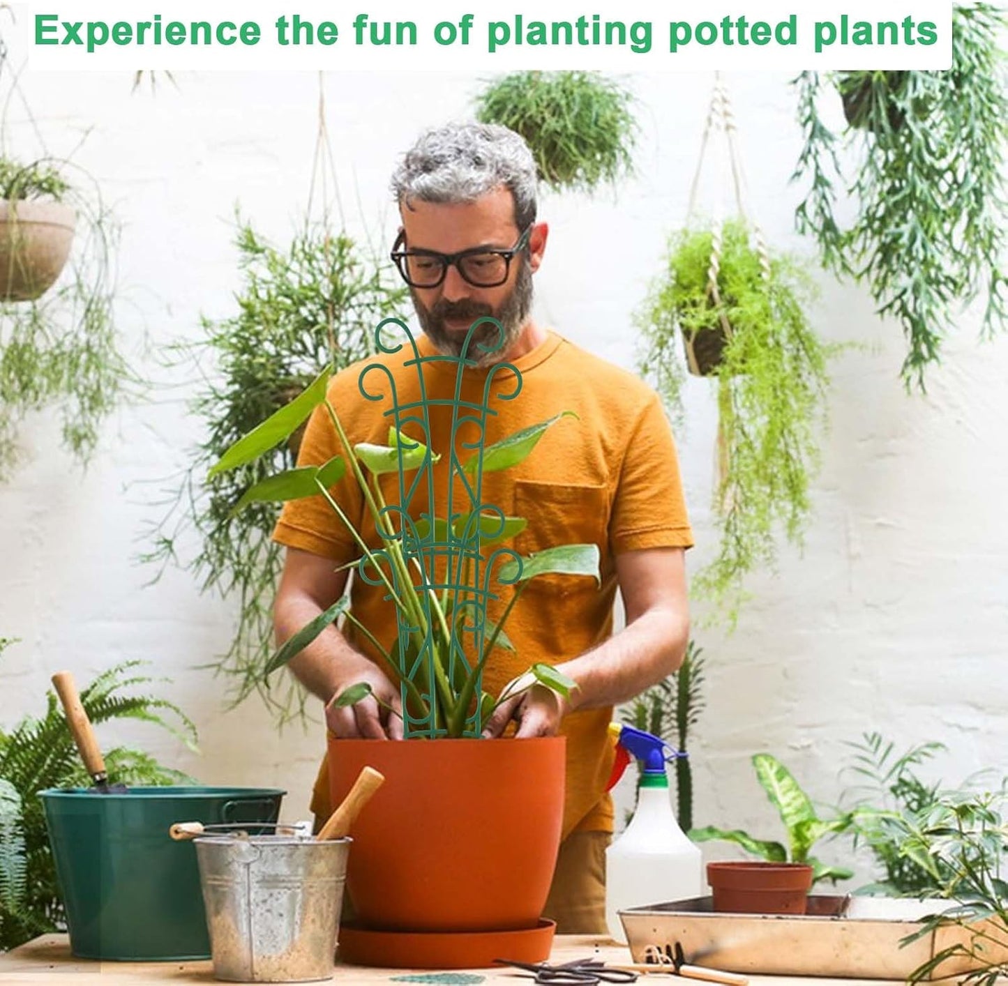 Plant Trellis for Potted Plants 4 Pack Stackable Indoor Outdoor Climbing Houseplant Support with Garden Wire for Pothos Hoya Ivy Flower