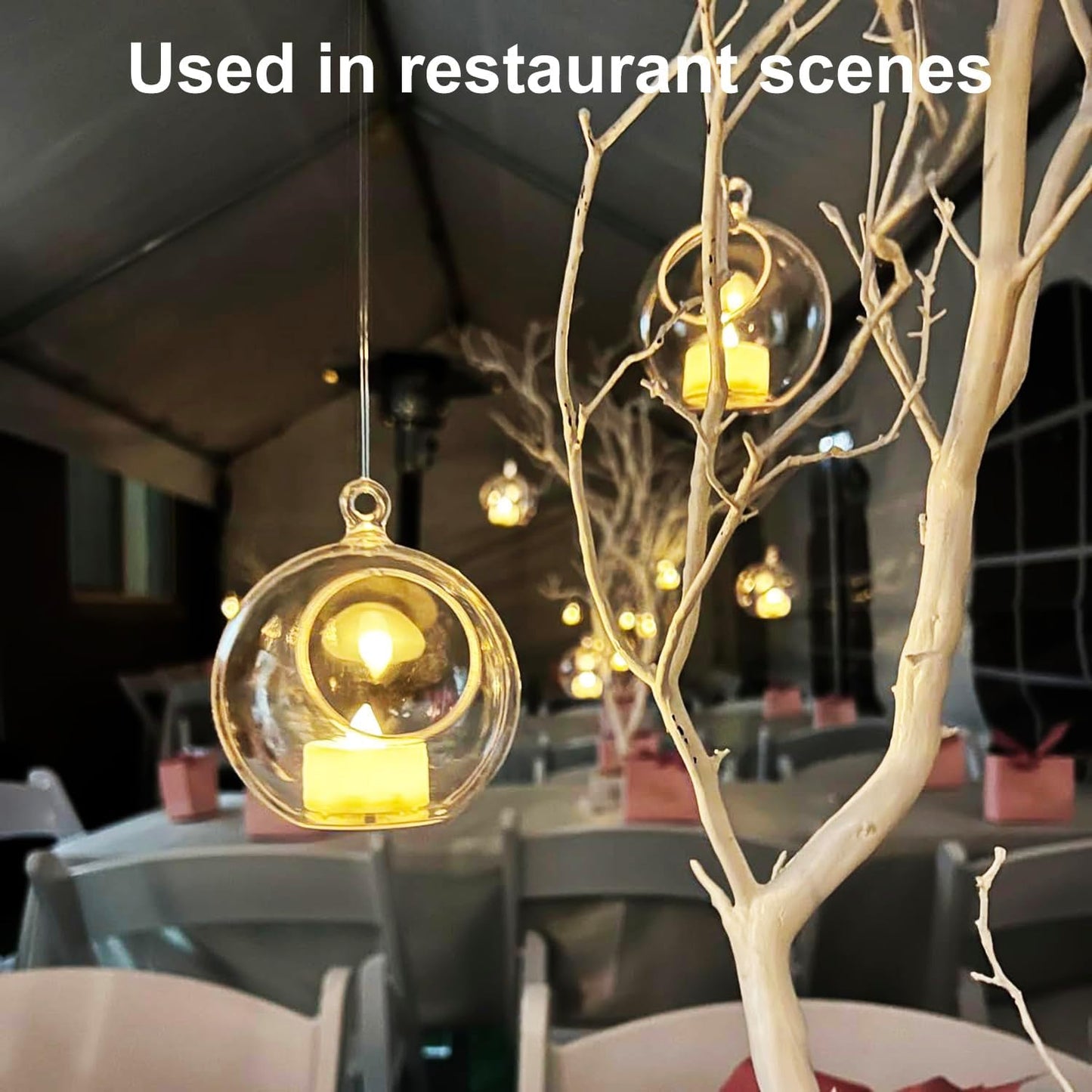 39 Pcs 4 Inch Hanging Glass Globes Orbs, Clear Ornaments Balls, Tealight Candle Holder for Wedding, Christmas, Party, Centerpiece Accessory and Home Decor by KUKLIPJIM.