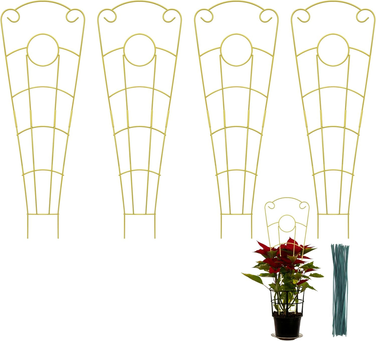 30 Inch Plant Trellis Indoor for Potted Plants 4 Pack Indoor Plant Trellis for Climbing Plants Stackable Houseplant Trellis Metal Garden Pot Trellis for Vine Ivy Support (4Pcs 30inch Gold)