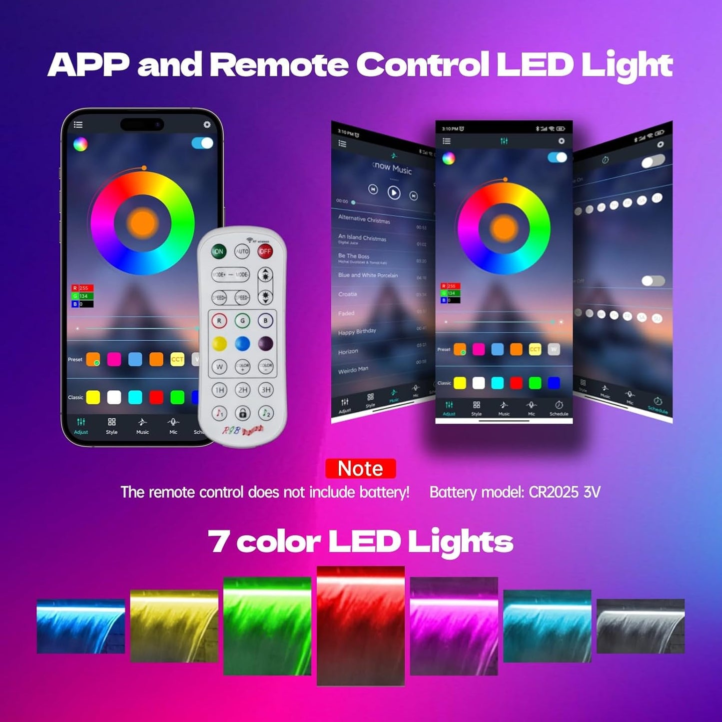 Pool Waterfall Spillway Stainless Steel Pond Fountain, APP Control Colorful LED Lighted Outdoor Black Fountains, Water Flow Spillways Kit for Koi Pond, Swimming Pool, Garden-35.4"x7.8"x3.9"