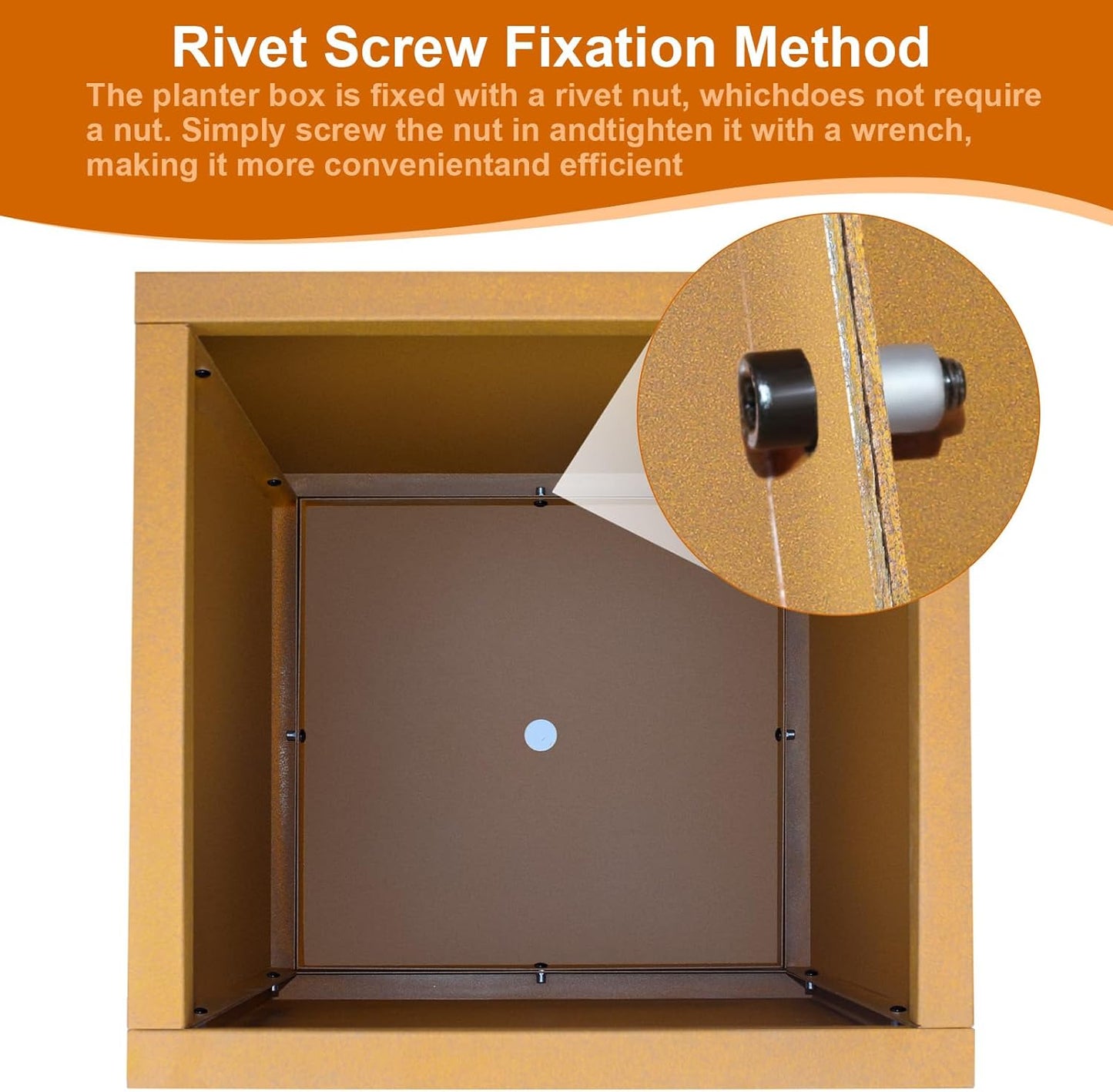 Corten Steel Planter Box 17"x16"x16", Metal Planter Spliced Flower Pot with Partitions, Outdoor & Indoor Large Rectangular Planter Box for Porch, Patio, Garden, Commercial Décor