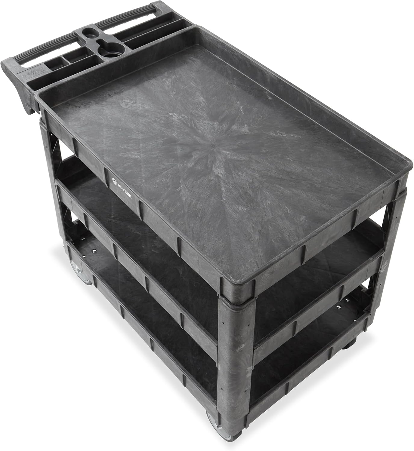 Dryser Utility Cart with Wheels, 46" x 25" Heavy Duty 550 lb. Capacity with Shelves - 3 Tier Rolling Cart with Two 5" Swivel Casters for Warehouse, Garage, Cleaning