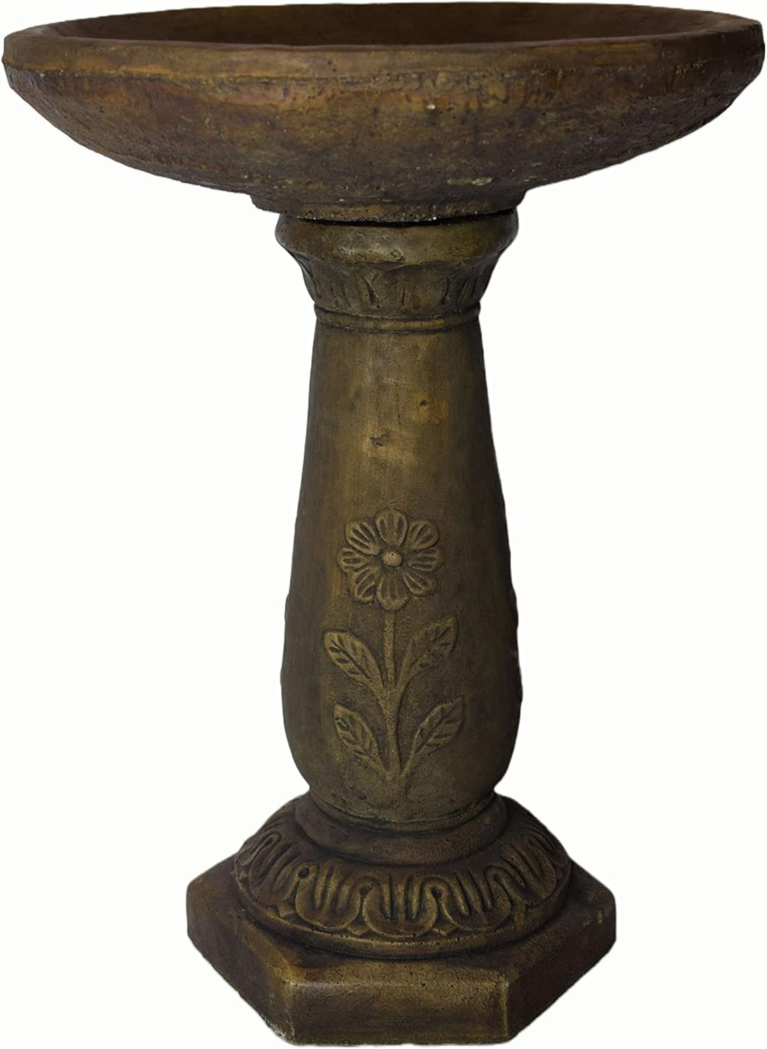 Solid Rock Stoneworks Daisy Pool Birdbath- 26" Tall x 19" Dia- Espresso