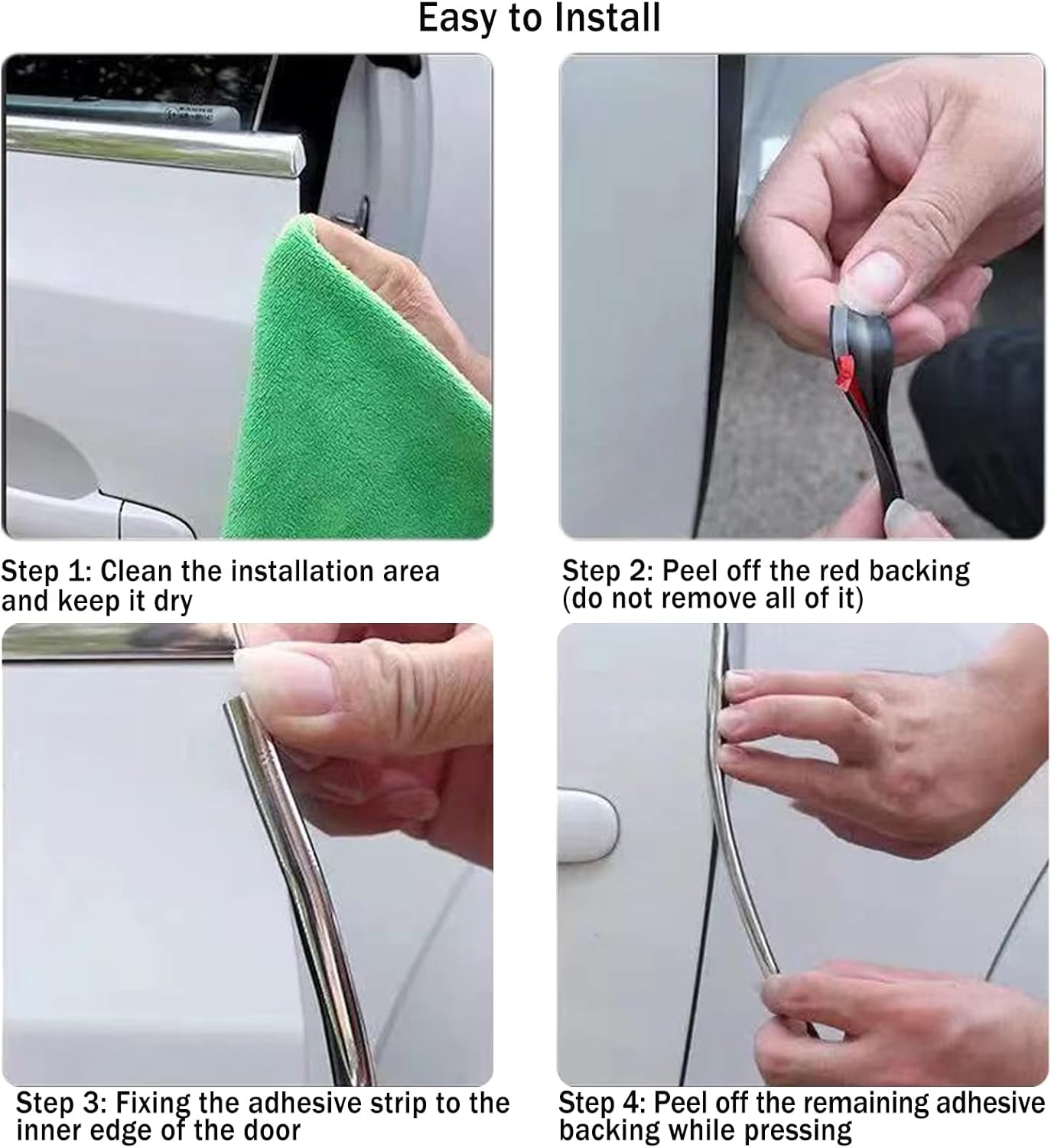 Door Edge Guard U Channel Rubber Edge Trim Self Adhesive Metal Edge Protection Guard for Most Car Doors, Hatches, Lockers, Panels (10Ft, Black)