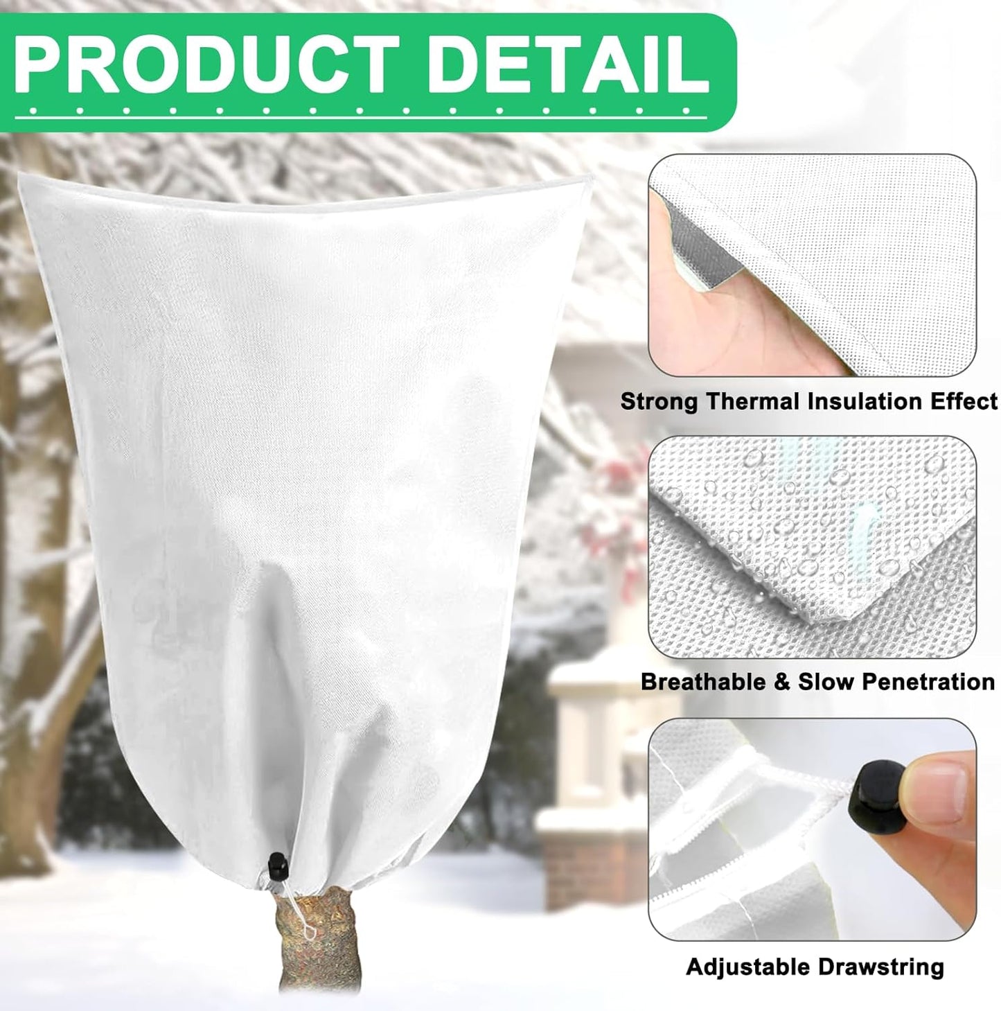 DQS 3 Pack Plant Covers Freeze Protection, 19.6" x 39.3" Winter Frost Protection Blankets Frost Cloth,Suitable for Outdoor Winter Frost, Cold Weather, shrubs, Trees, Jackets, and coverings