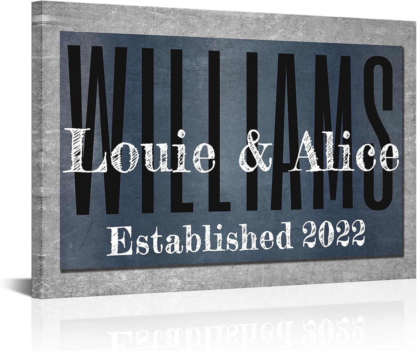 iLOOKLiKE Personalized Last Name Signs with Couple's Names Wall Art Custom Family Established Date Canvas Prints Framed Unique Wedding Anniversary Housewarming Gifts for Home Decor 8×12inch