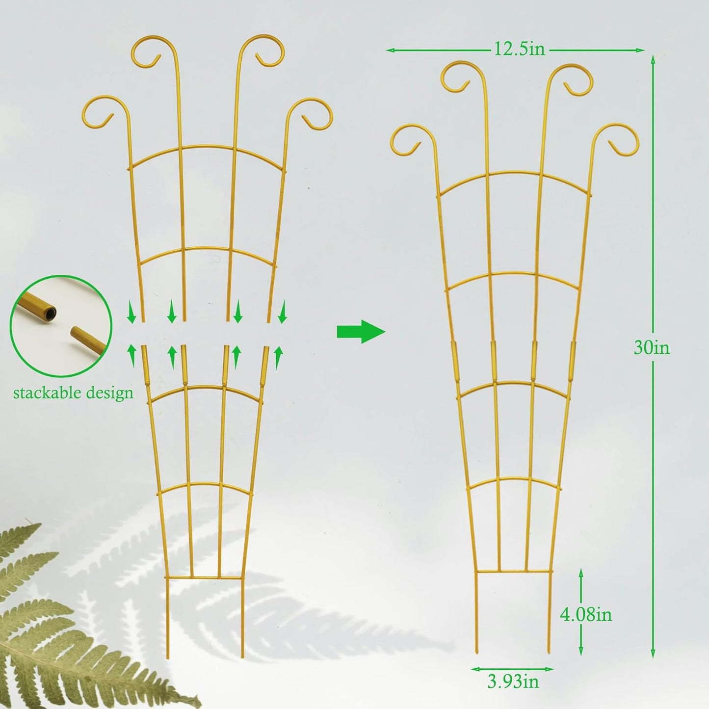 30 Inch Plant Trellis Indoor for Potted Plants 3 Pack Indoor Plant Trellis for Climbing Plants Stackable Houseplant Metal Garden Pot for Vine Ivy Support(30inch Gold)