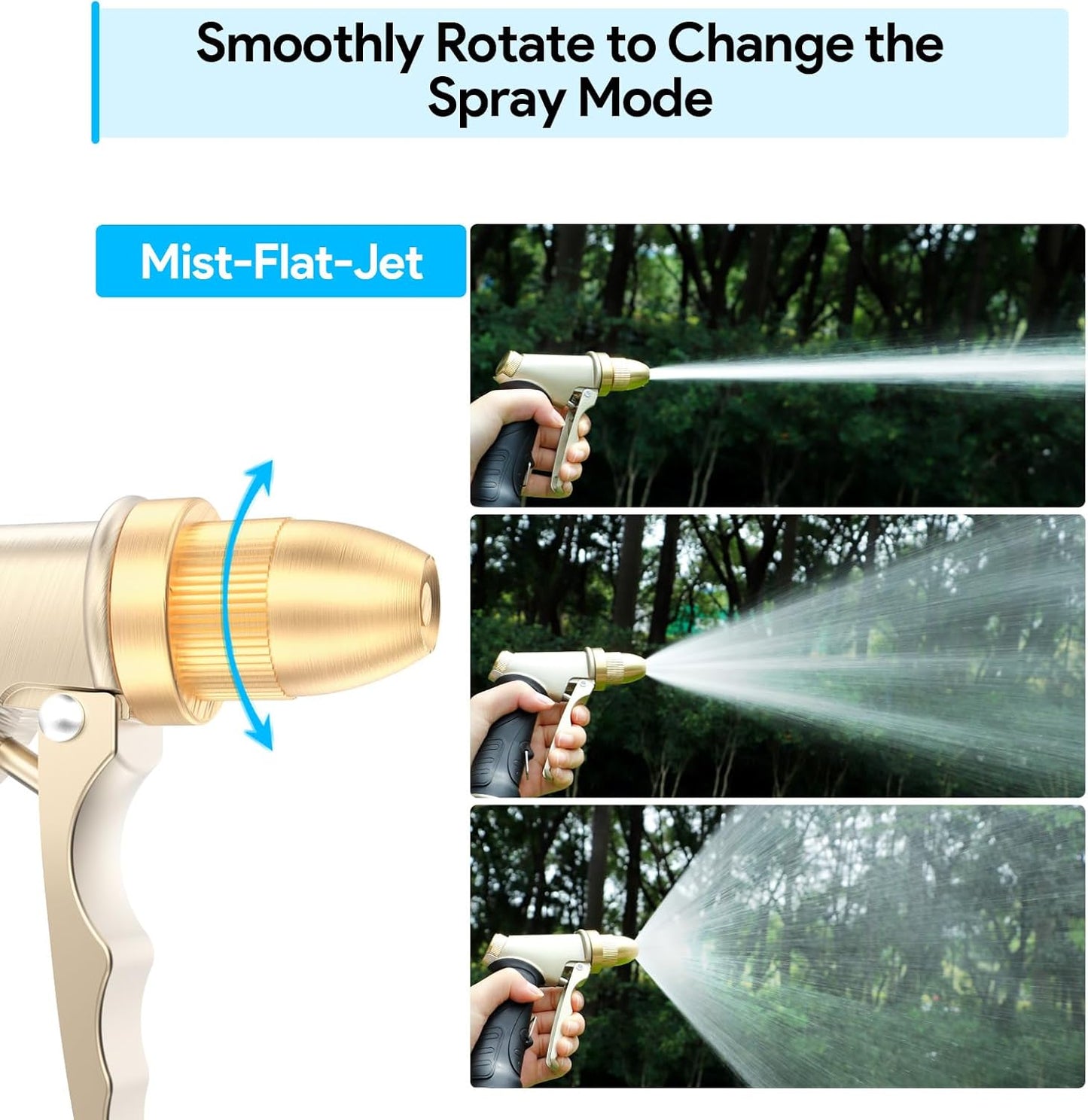 Garden Hose Nozzle Heavy Duty, Metal Hose Sprayer Nozzle with High Pressure, Adjustable Spray Patterns, 3/4" Thread, Suit for Lawn Care, Watering Plants, Car, Pet, Outdoor