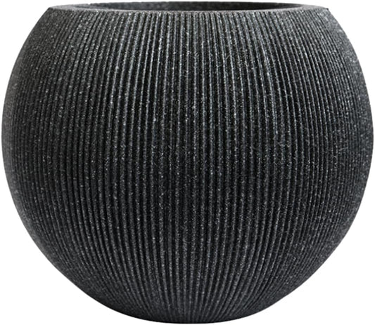 11.8 H x 14.5" Dia (10" Pot Opening) Plastic Round Black Planters for Outdoor Plants, Resin Flower Pot for Indoor and Outdoor Plants, Plant Pot with Drainage Holes and Plug for Home Patio Garden