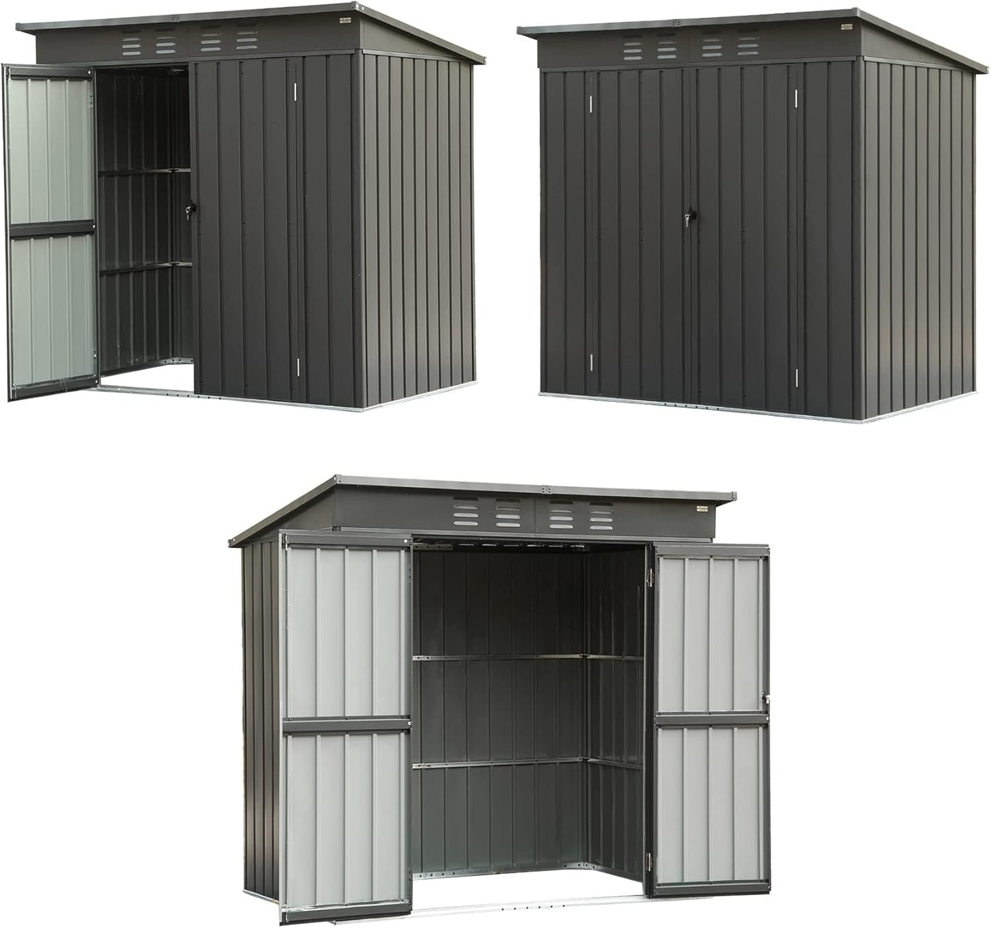 Domi Outdoor Storage Shed 6' x 4', Metal Waterproof Tool Shed Utility Storage House with Double Lockable Doors & Air Vent for Backyard Garden Lawn Patio
