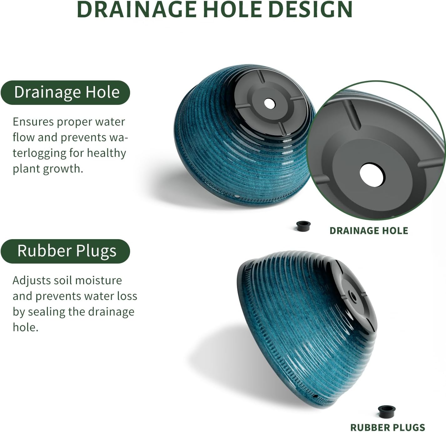 10in Hanging Planters for Indoor and Outdoor Plants, 2 Pack Hanging Planter with Drainage Hole, Round Hanging Flower Pots for Garden Home Decor (Blue)