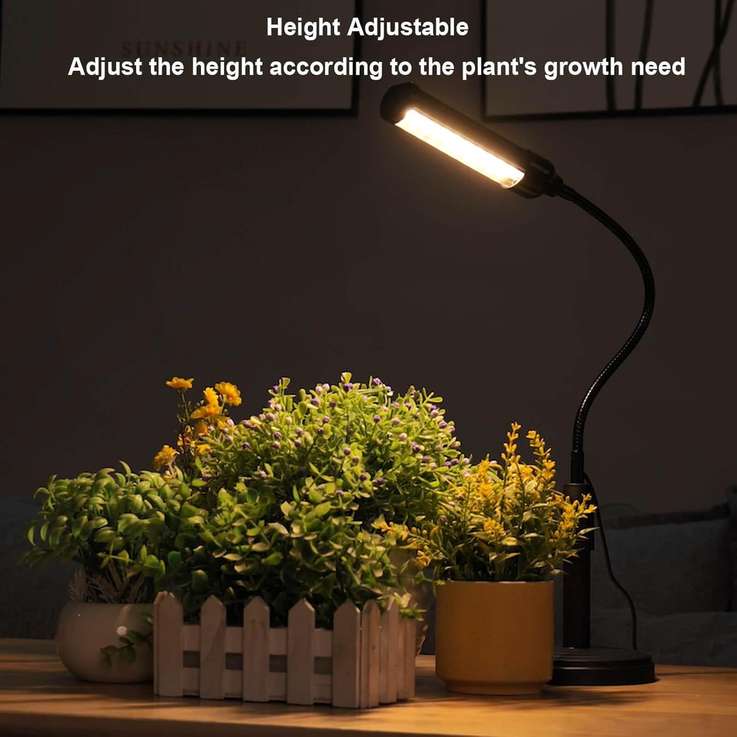 Grow Lights for Indoor Plants Desk LED Grow Light with Base Full Spectrum 50 LEDs Warm White for Indoor Plant Growing Lamp, Adjustable Gooseneck, Suitable Plants Growth (Without USB Plug)