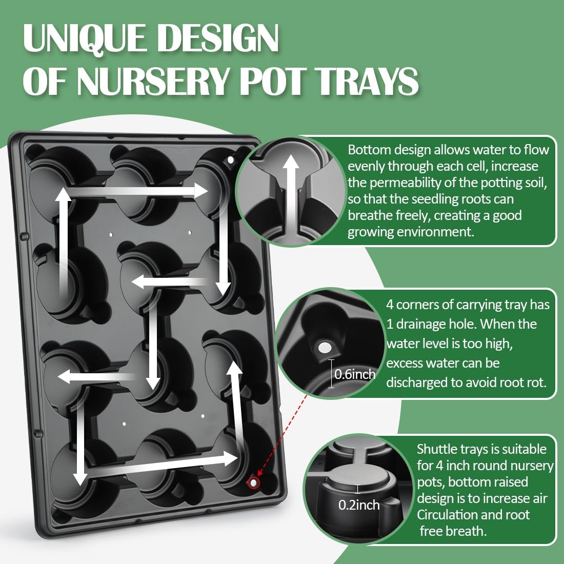 4 Inch 60 Pack Nursery Pots with Humidity Domes & 5 Pack 12 Cell Round Seedling Pot Carrying Trays, Sturdy Seeds Starter Pot Germination Set, Small Planter Nursery Propagation 5 Sets