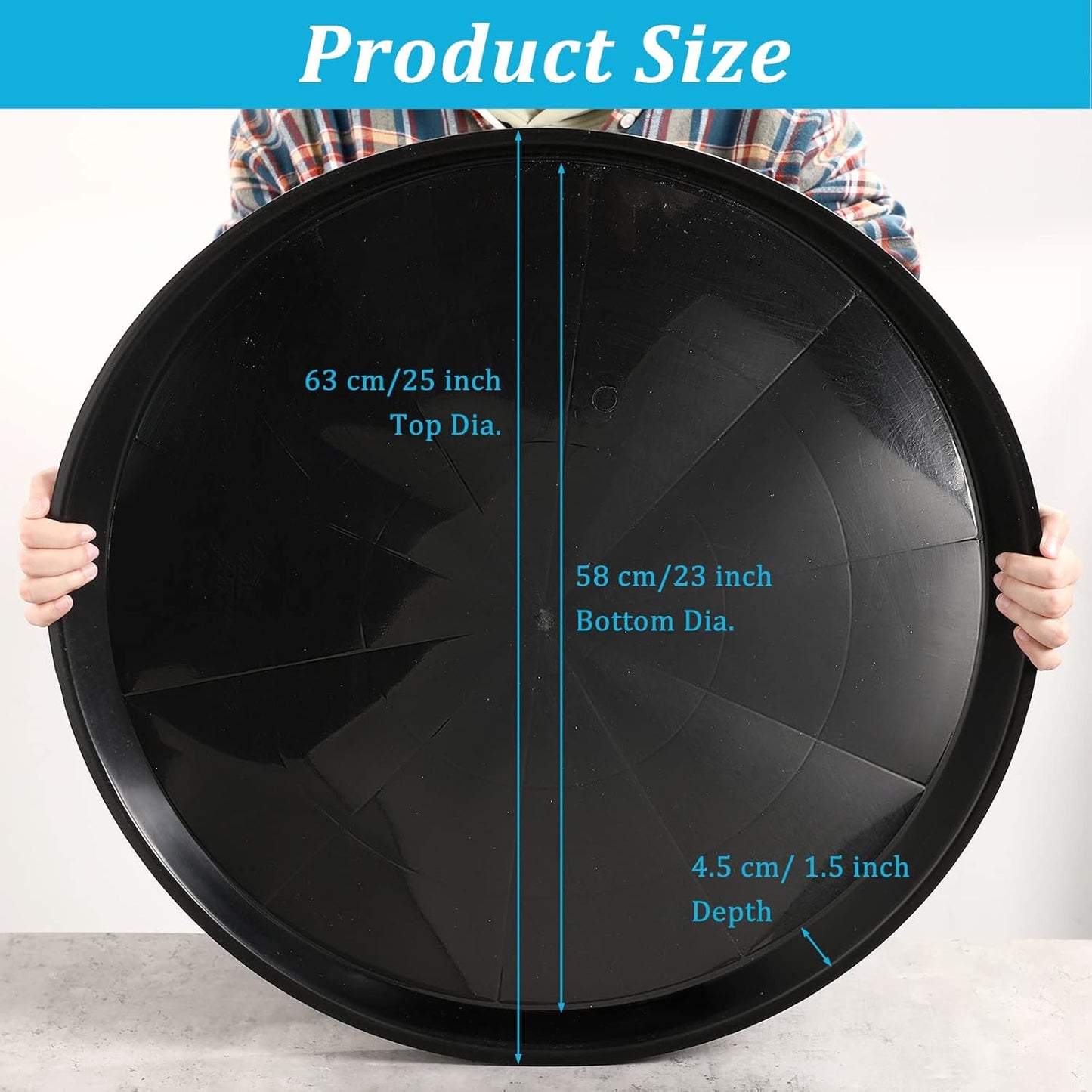 Eccliy 6 Pack Plastic Plant Saucer Heavy Duty Planter Saucers Large Plant Pot Saucers Plastic Water Trays for Indoors and Outdoors Flower Plant Plant Drip (Black,25 Inch)