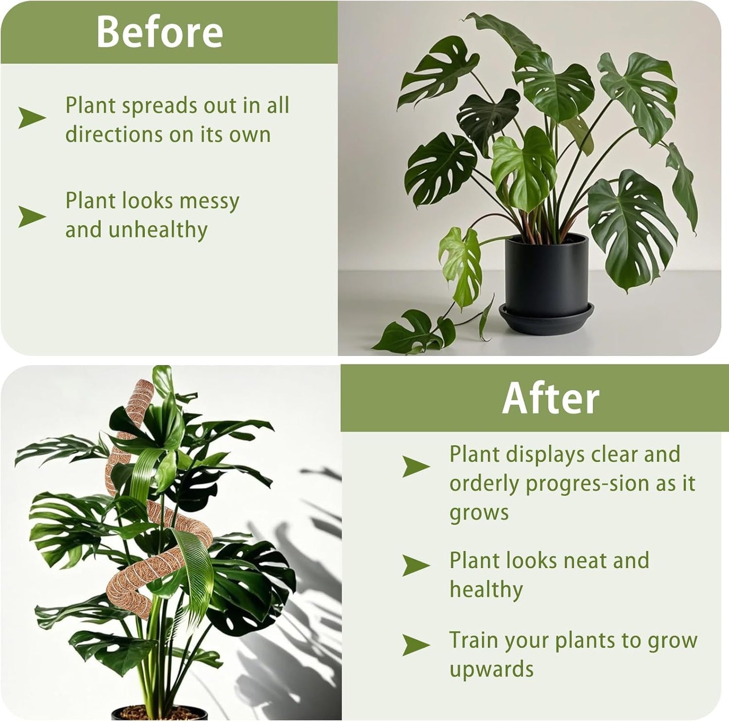 2 Pack Moss Pole, 28 Inch Monstera Plant Support, Moss Poles for Climbing Indoor Plants, Handmade Coco Coir Plant Support Stakes for Potted Plants, Pothos, Philodendron