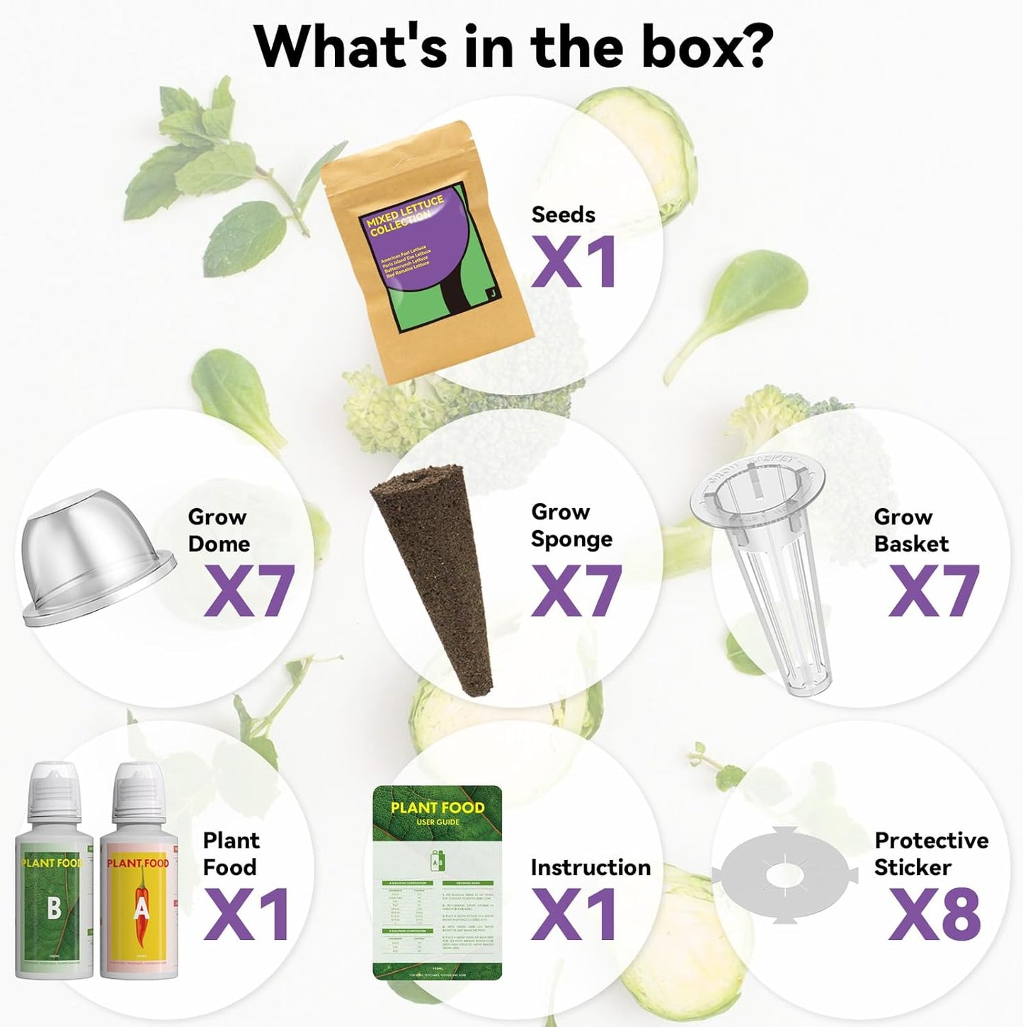 inbloom Salad Romaine Lettuce Seed Pod Kit for AeroGarden, Ahopegarden Hydroponics Growing System, 7-Pods (350+ Seeds, Include American Fast Lettuce, Parris Island Lettuce, Butter Lettuce)