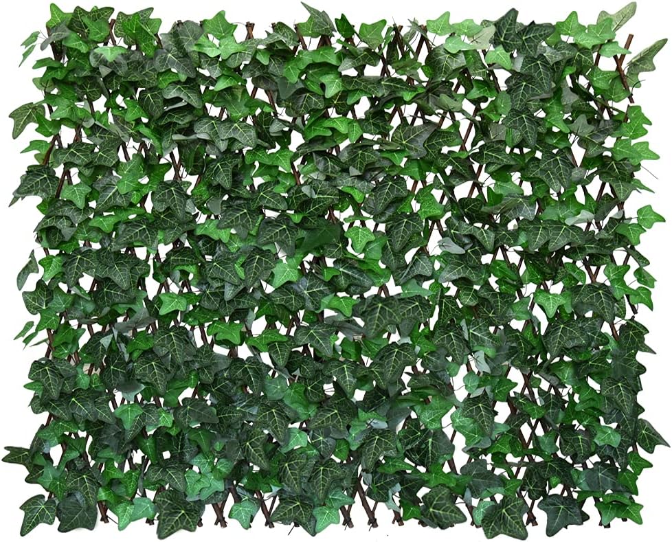 Expandable Fence Privacy Screen for Balcony Patio Outdoor,Decorative Faux Ivy Fencing Panel,Artificial Hedges (Single Sided Leaves) (4, Green-Ivy)