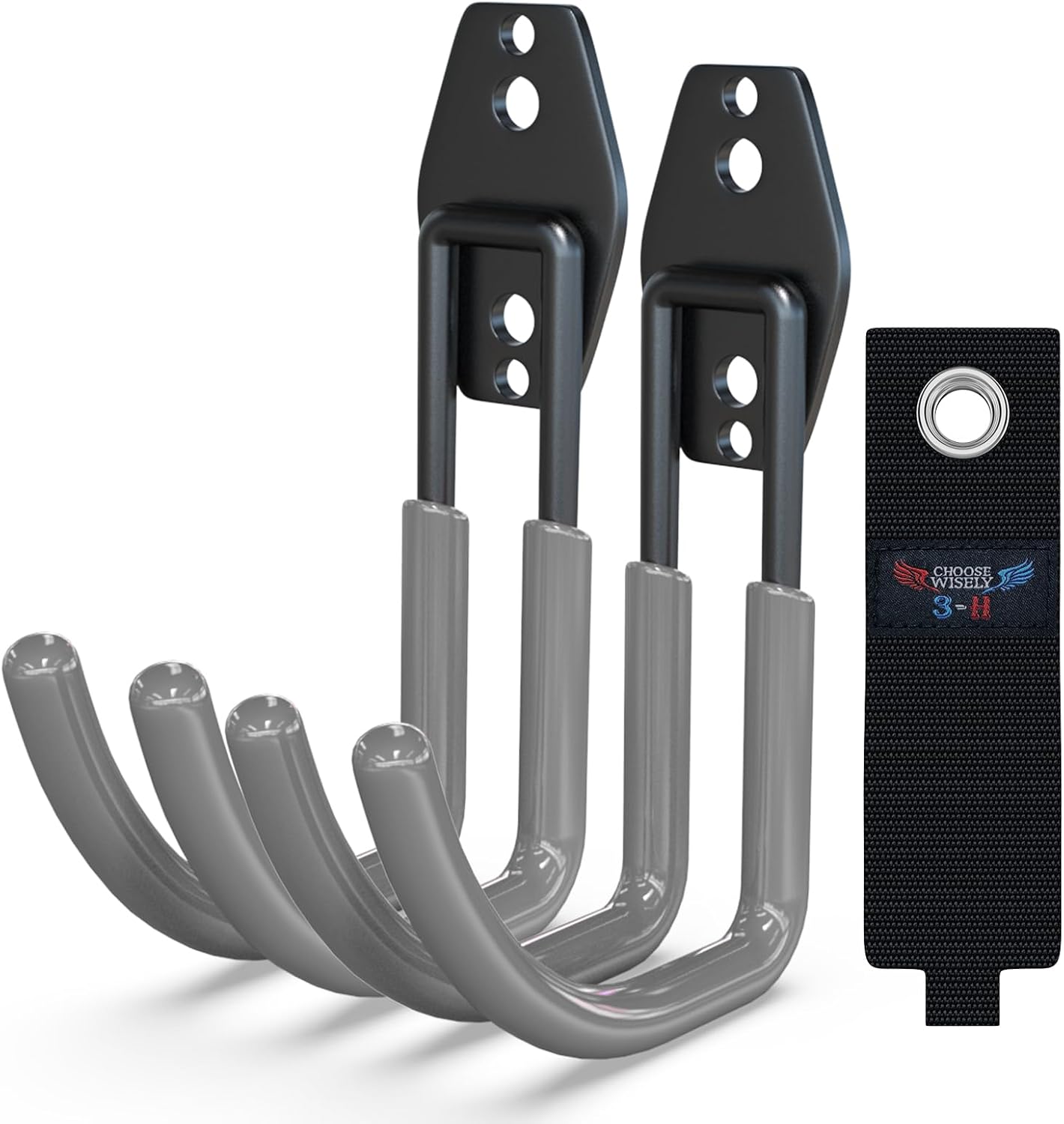 3-H Garden Hose Holder Wall Mount 2 Pack,Solid Steel Hose Hanger,Water Hose Holders for Outside,Perfect for Hanging Outdoor Air Hose,Ropes,Pipes,Garden Tools,Ladders,Bikes,Bulk Items(Gray)