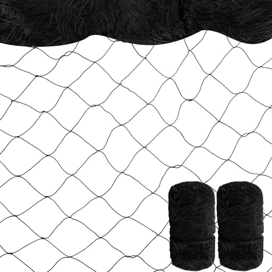 Windyun 2 Pcs Bird Netting 50' x 100' Bird Net Chicken Coop 2.4" Mesh Heavy Duty Deer Fence Aviary Net Reusable Fruit Tree Poultry Barrier for Garden Protection Vineyard Against Hawk Squirrel, Black