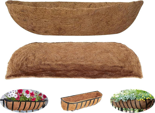 36 inch Replaceable Coco Liner for Railing Basket Horse Trough Coco Liner for Window Box, Coco Liner for Fence Flower Baskets 100% Natural Coir Liners for Basket (36 in / 4Pcs)