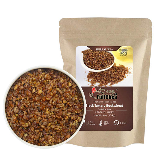 FullChea - Himalayan Tartary Buckwheat Tea - Roasted Black Buckwheat - Loose Leaf Herbal Tea - Caffeine Free - NON-GMO - Gluten Free - 100% Natural 8oz / 226g