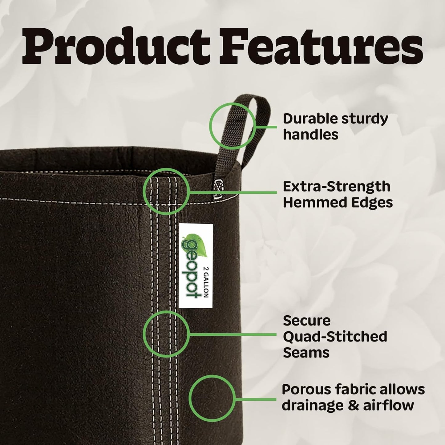 2 Gallon Fabric Grow Bags with Handles for Vegetables, Houseplants, Herbs & Flowers | 10-Pack | Fabric Pots for Outdoors and Indoors, Aerated Fabric Grow Bags