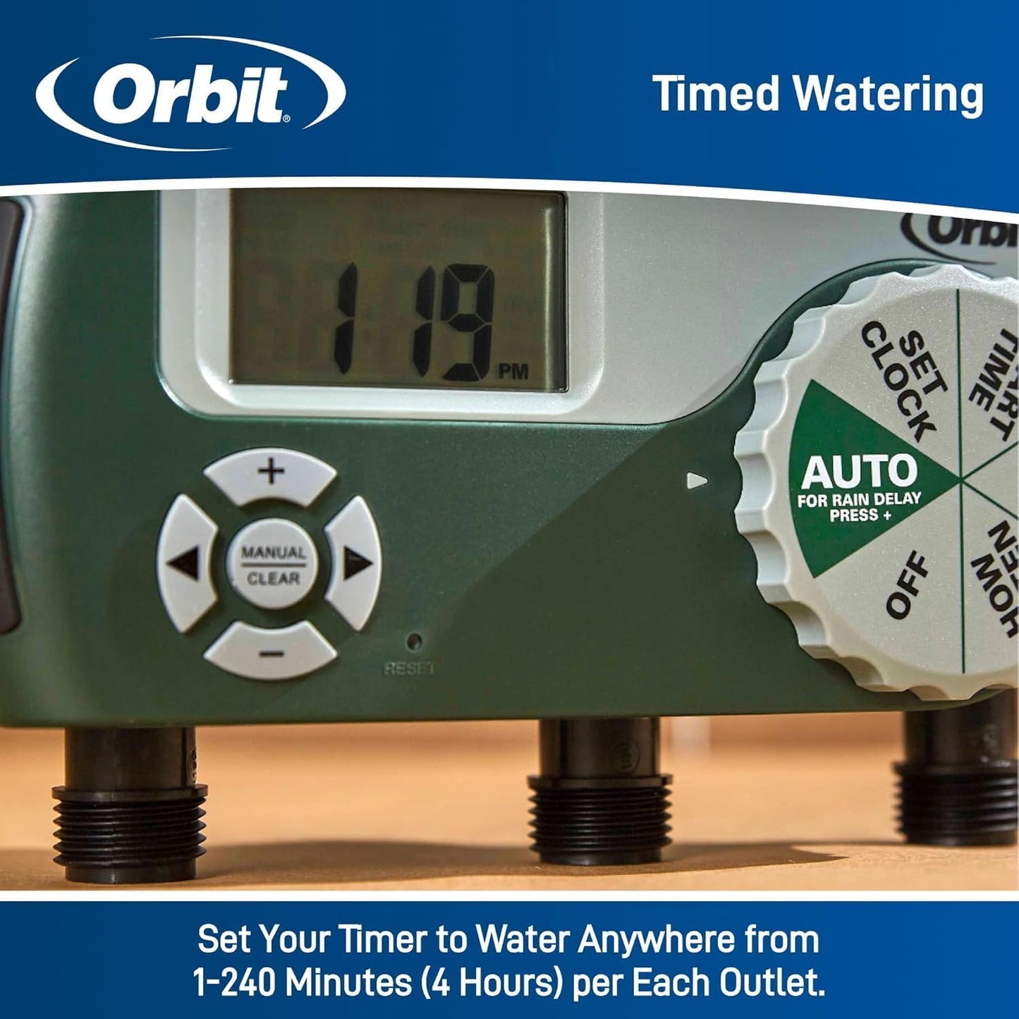 3-Pack Orbit 56082 3-Outlet Hose Watering Timer, Green…