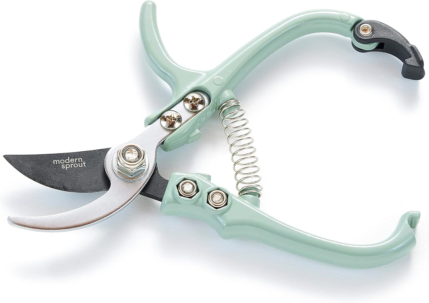 Modern Sprout Hand Pruners - Lightweight Pruning Shears W/Easy Lock- Gardening Scissors - Bypass Sharp Carbon Steel Blade - Rust Resistant - Garden Tools - Reusable Holster - Green