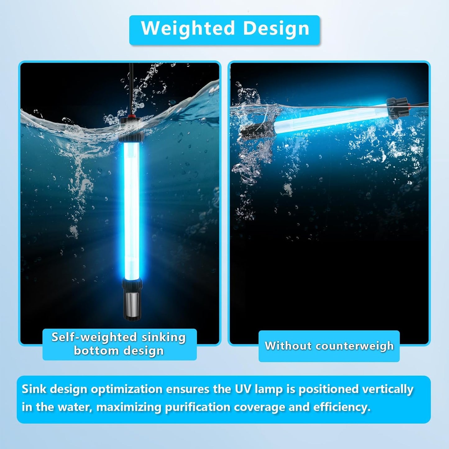 18W Aquarium UV Light for 100-1000 Gallon, UV Pond Water Clarifier for Koi Pond, Swimming Pool, Spa, Large Fish Tank, Cold Plunge UV Light for Pond Algae Control